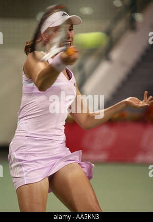 Martina Hingis lors de son comeback season 6 2005 au Qatar à Doha ouvert Total Mars 2006 Banque D'Images