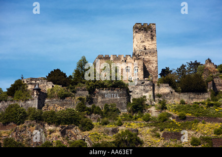 Château Gutenfels au-dessus le Rhin près de Kaub, Rhénanie, Allemagne, Europe Banque D'Images