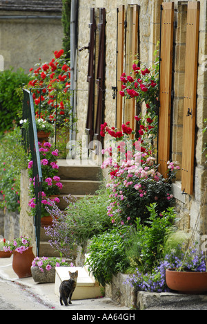 Scène de rue à la Dordogne, France Banque D'Images