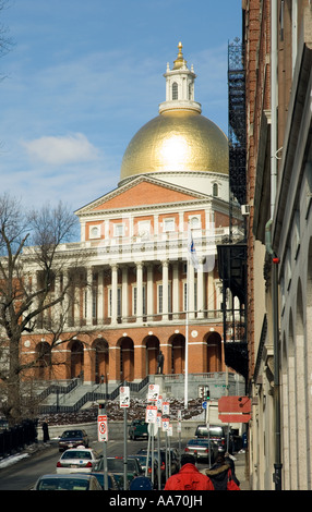 La Massachusetts Statehouse sur Beacon Hill à Boston. Banque D'Images