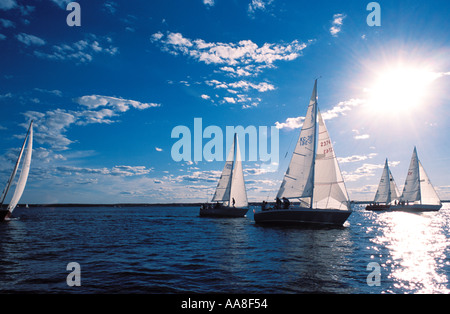 Voilier de course sur la côte atlantique du Canada Banque D'Images