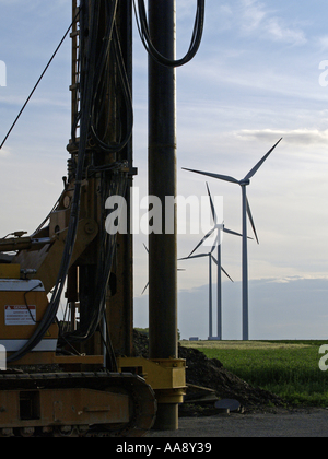 Windpark Parndorf, Autriche, la construction d'un moulin à vent Banque D'Images