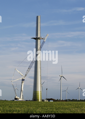 Windpark Parndorf, Autriche, la construction d'un moulin à vent Banque D'Images