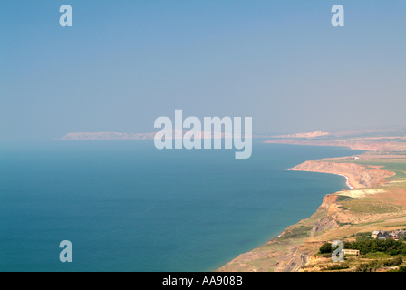 Vue sur les aiguilles de St Catherines Hill Île de Wight Hampshire Angleterre Royaume-Uni UK Banque D'Images