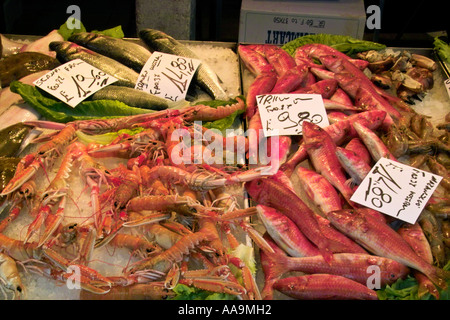 Poisson frais, blocage du marché du Rialto, Venise, Italie Banque D'Images