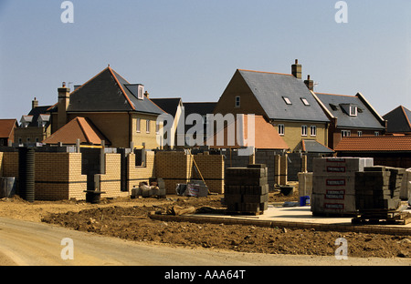 Maisons en construction sur l'usine de Ravenswood Estate, Ipswich, Suffolk, UK. Banque D'Images