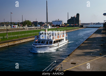 La Soo Locks à Sault Sainte Marie St dans la Péninsule Supérieure du Michigan Banque D'Images