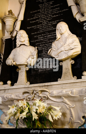 UK Wales Clwyd Chirk Église paroissiale de St Mary Maria Myddleton mémorial de la famille Banque D'Images