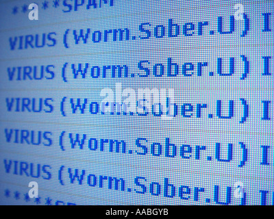 Avec les virus compte e-mail contaminés Banque D'Images