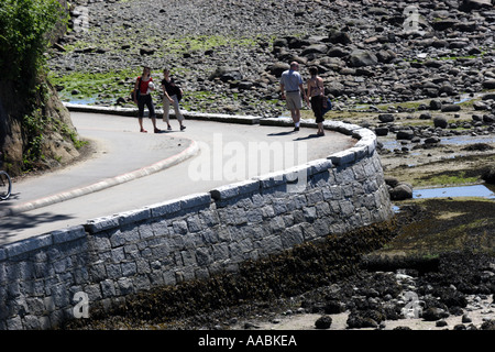 Les gens qui marchent le long d'une digue, au parc Stanley, Vancouver British Columbia Canada Banque D'Images