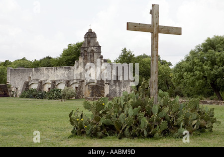 La mission de San Juan Capistrano fondée en 1731 près de San Antonio au Texas Banque D'Images
