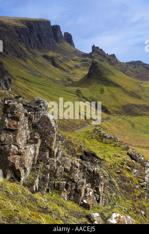 Le Quirang formations géologiques sur la péninsule de Trotternish dans les highlands écossais, Isle of Skye, Scotland UK 2006 Banque D'Images