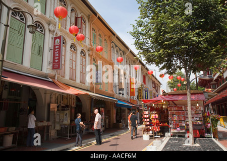 Maisons-boutiques et de blocage dans le sagou Street Chinatown Singapore city Outram Banque D'Images