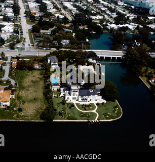 L'Hibiscus et Palm Islands à Miami en Floride d'un point de vue aérienne Banque D'Images