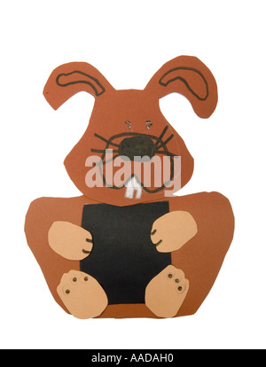 Brown lapin de pâques lapin de pâques-down to escape morceau de travail de l'artisanat du papier fait EASTERcard papermade Accueil Carte Bonjour Banque D'Images