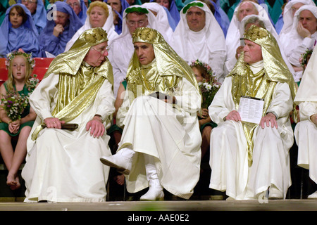 Les membres de la Gorsedd des bardes à la cérémonie de couronnement de la National Eisteddfod Llanelli 2000 Pays de Galles UK GO Banque D'Images