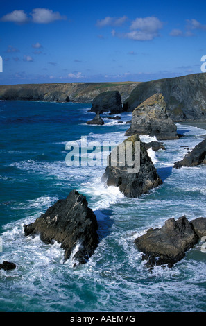 Bedruthan steps Cornwalls Angleterre Royaume-Uni Banque D'Images