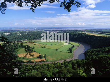 L'estuaire de Severn River Wye et de l'Eagles Nest La Wyndcliff près de St Arvans Monmouthshire South Wales UK Banque D'Images