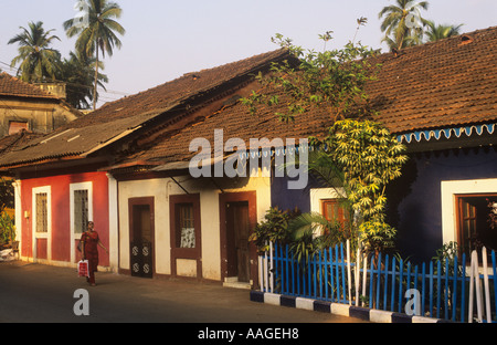 Maisons colorées Fontainhas Panjim Goa Inde Mala Banque D'Images