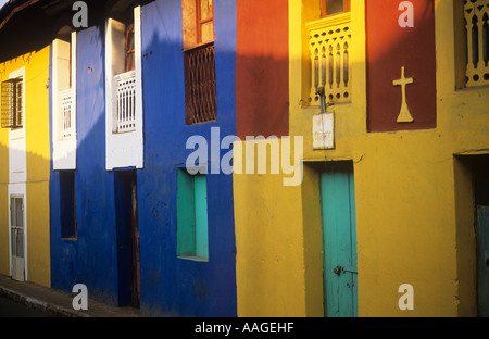 Maisons colorées Fontainhas Panjim Goa Inde Mala Banque D'Images