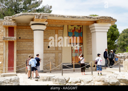 Partie d'une antique maison à l'excavation archéologique Knossos sur l'île grecque de Crète Banque D'Images