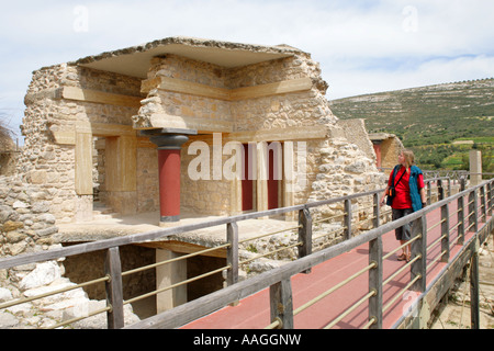 Partie d'une antique maison à l'excavation archéologique Knossos sur l'île grecque de Crète Banque D'Images