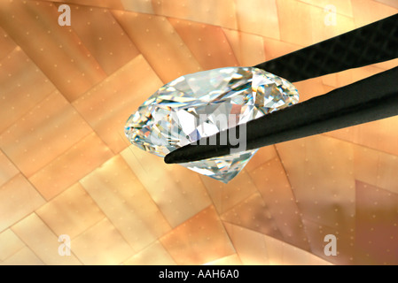 Close up of brillant coupé diamant solitaire Banque D'Images