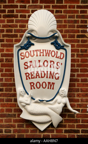 Southwold, Suffolk, Angleterre - Les Marins Salle de lecture de la plaque, Banque D'Images