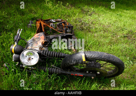 Moto vandalisée. Banque D'Images