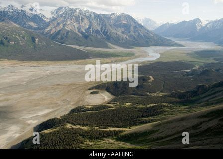 Le delta de la rivière Kaskawulsh du Glacier Kaskawulsh dans le parc national Kluane, Yukon Banque D'Images