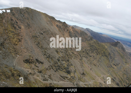 Ugain Garnedd Crib Goch, et la piste Pyg, le parc national de Snowdonia. Banque D'Images