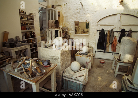 L'Angleterre St Ives Cornwall Barbara Hepworth Museum studio intérieur Banque D'Images