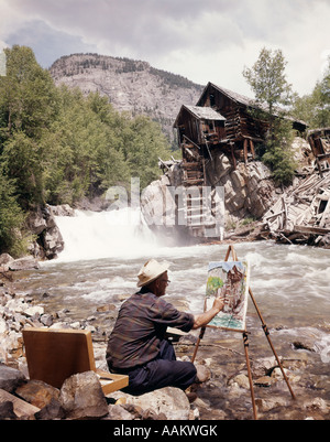 1960 EN CALIFORNIE CRYSTAL BRIDGE CHEVALET PEINTURE RÉTRO MILL Banque D'Images