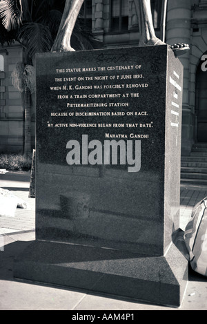 Inscription Statue Mahatma Gandhi Pietermaritzburg Afrique du Sud Banque D'Images