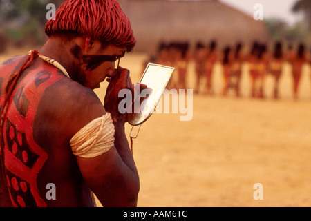 Amazon Xingu Brésil Yamuricumã Autochtones célébration Fête à Kamayurá tribe Banque D'Images