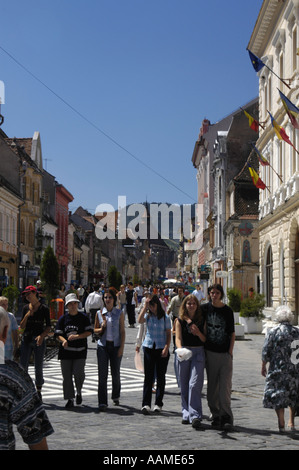 Brasov, strada republicii, zone pedastrian Banque D'Images