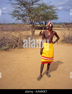 Samburu Moran, près de l'Archers Post, Kenya Banque D'Images