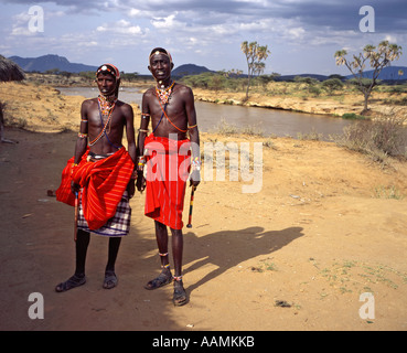 Samburu Moran, près de l'Archers Post, Kenya Banque D'Images