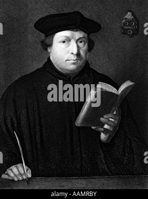 PORTRAIT MARTIN LUTHER 1483-1546 GRAND CHEF ALLEMAND Réforme protestante CHEF RELIGIEUX APRÈS PEINTURE PAR HOLBEIN Banque D'Images