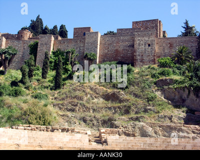 La Alcazaba Malaga Ville Andalousie Espagne 11 11e 11e siècle château maure maure arabe musulmane arabe forteresses mur de pierre Banque D'Images