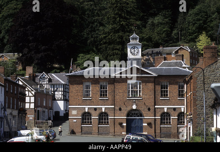 Hôtel de ville et centre ville, Montgomery, Powys, Wales, UK Banque D'Images