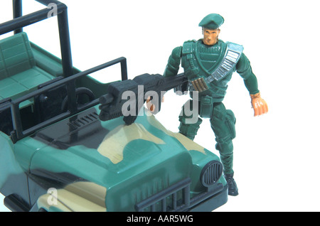 Vue de dessus de toy army truck fatigues avec soldier Banque D'Images