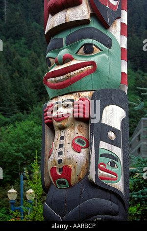 TOTEM DES INUITS de l'Alaska Juneau Banque D'Images