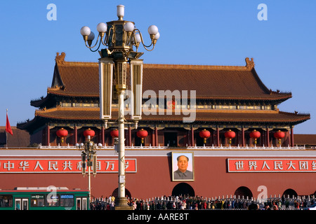 Entrée de la Cité interdite à la place Tiananmen avec Mao Tse Toung s'image sur top Beijing Chine Banque D'Images