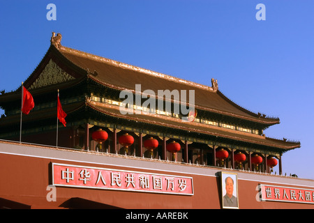 Entrée de la Cité interdite à la place Tiananmen avec Mao Tse Toung s'image sur top Beijing Chine Banque D'Images