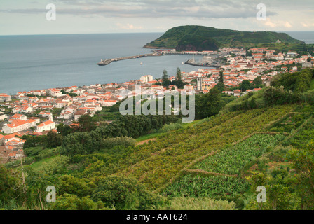 L'avis de la ville de Horta sur l'île de Faial aux Açores Banque D'Images