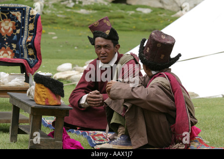 Un camp de nomades rencontrés sur la plaine des hautes terres du Ladakh Banque D'Images