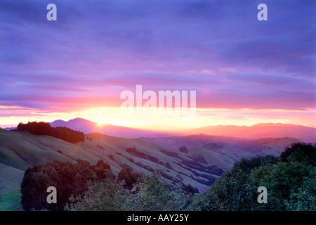 Mount Diablo Sunrise Tilden Park des collines Californie l'horizontale Banque D'Images