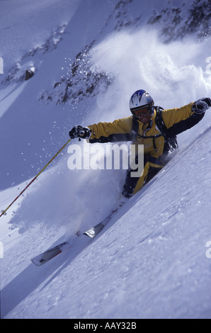 Ski extrême dans les alpes Banque D'Images