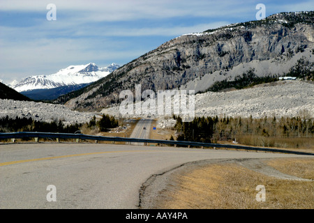 Rock slide, Crowsnest Pass, Frank Slide, Turtle Mountain, Alberta, Canada, Amérique du Nord. Banque D'Images